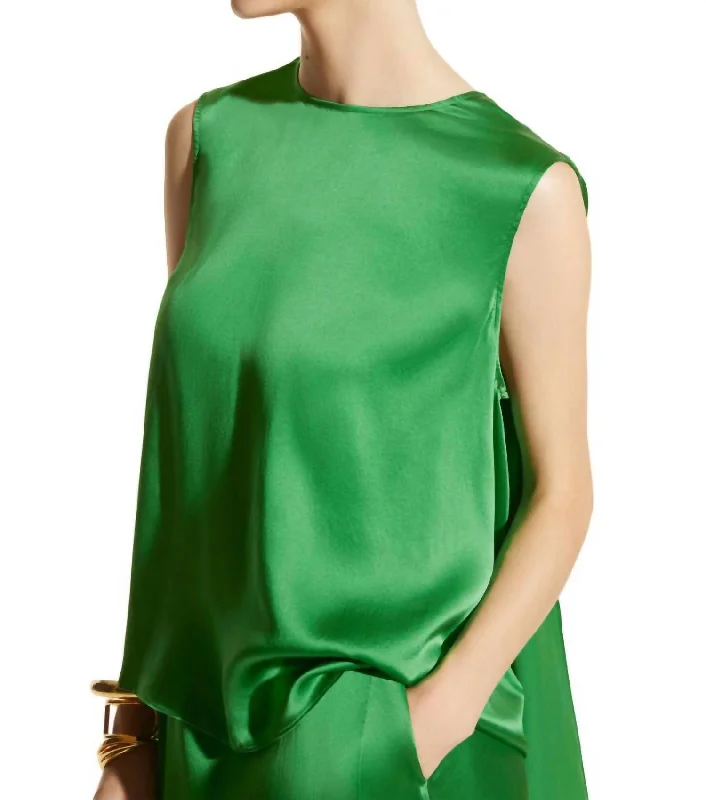 Madison Asymmetrical Blouse In Green