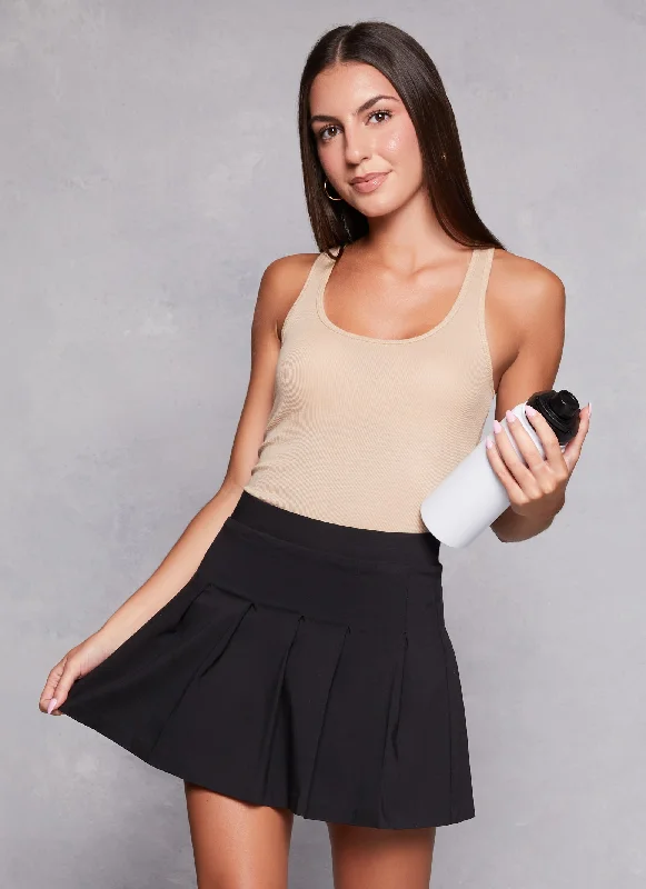 Solid Racerback Ribbed Knit Tank Top