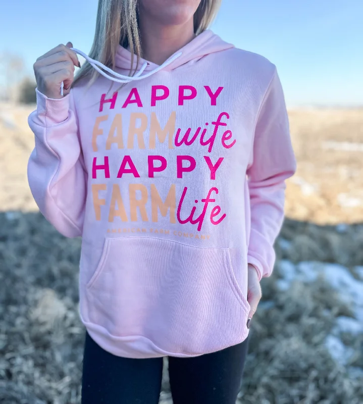 ‘Happy Farm Wife/Life’ Pink Hoodie