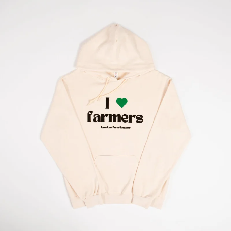 'I Love Farmers' Puff Cream Hoodie