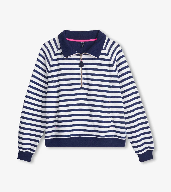 Mock Neck Pullover - Maritime Stripes