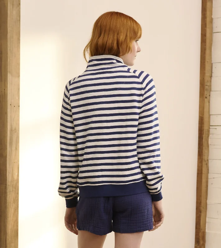 Mock Neck Pullover - Maritime Stripes