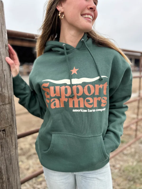 Western Skull 'Support Farmers' Green Hoodie