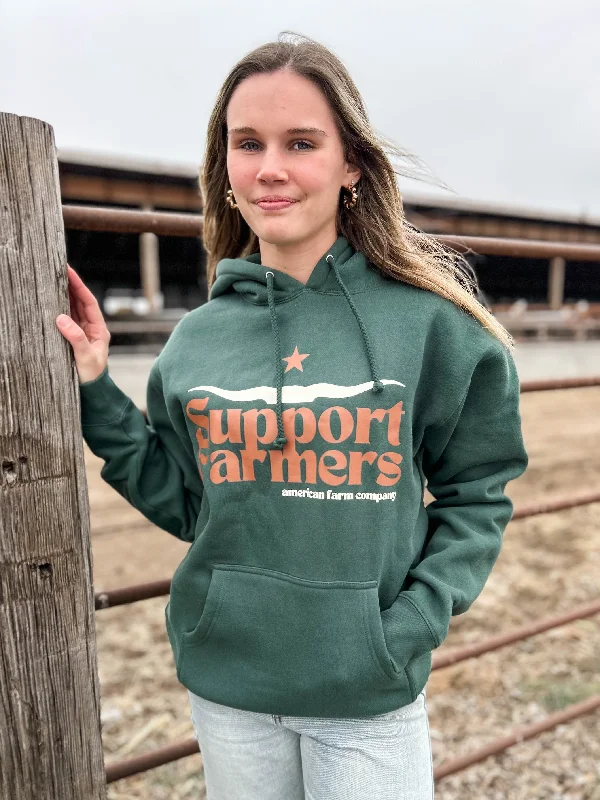 Western Skull 'Support Farmers' Green Hoodie