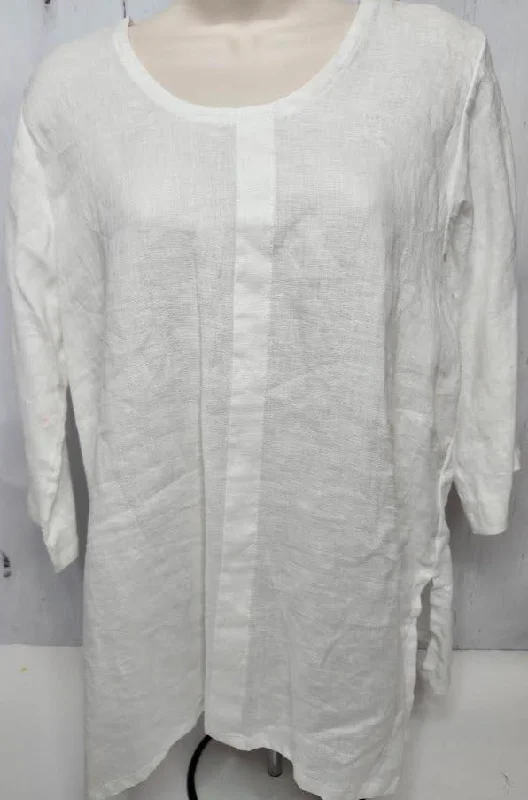 Shirt Pullover 3/4 Sleeve White Women's J1511f Large