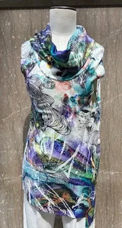 Shirt  Pullover Multi Color Biege  Cowl neck