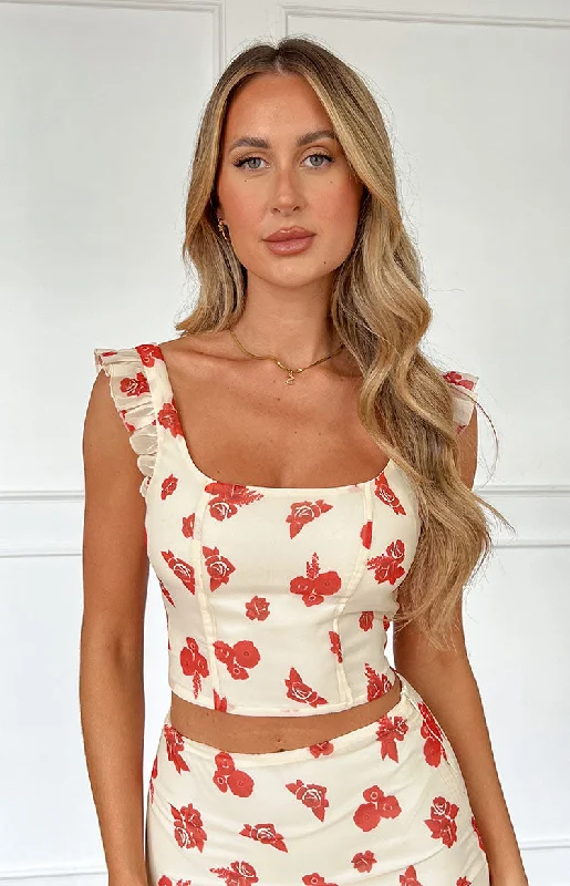 Rachel Rosie Cream Crop Top