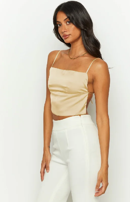 Samantha Backless Yellow Crop Top