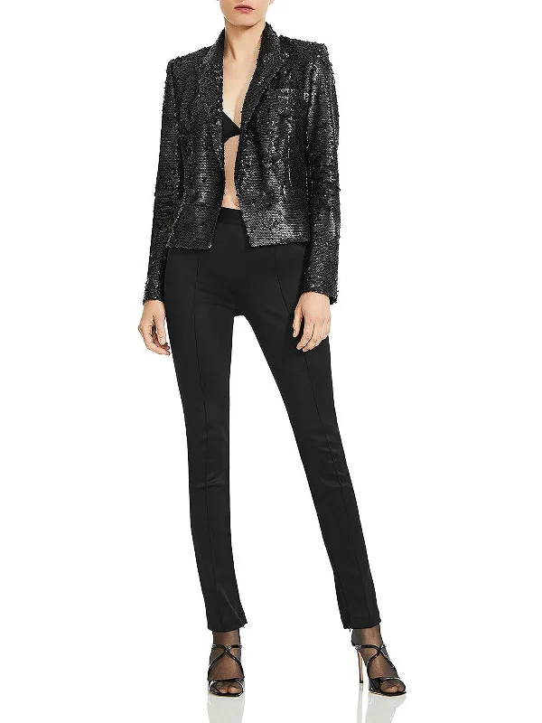 Brooke Womens Sequined Open Front Double-Breasted Blazer