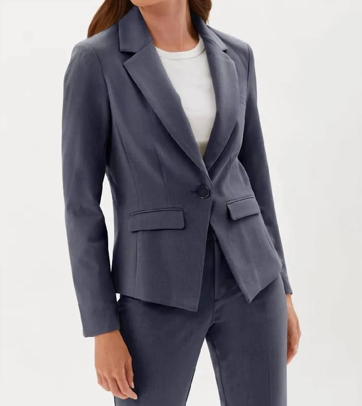 One Button Blazer In Indigo